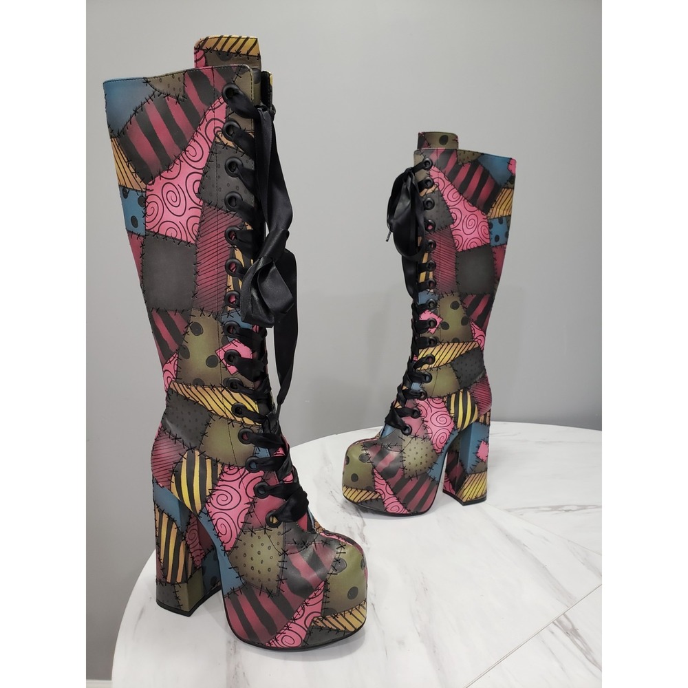 NEW SZ 9 Dolls Kill Sally Nightmare Before Christmas Boots Cosplay Patchwork